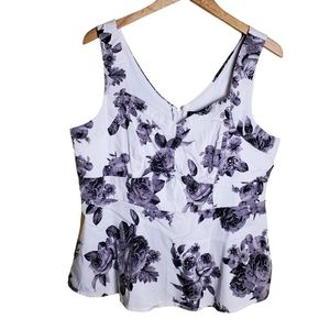 Torrid White and Purple Floral Blouse
